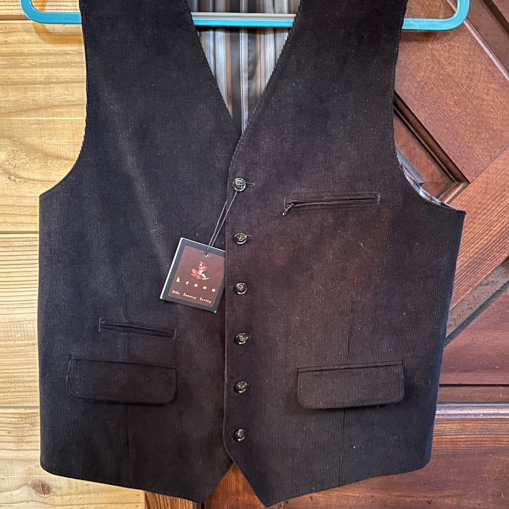 Men’s Kroon black corduroy waistcoat/vest (size small)